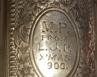 Victorian silver chatelaine spectacle case containing silver spectacles