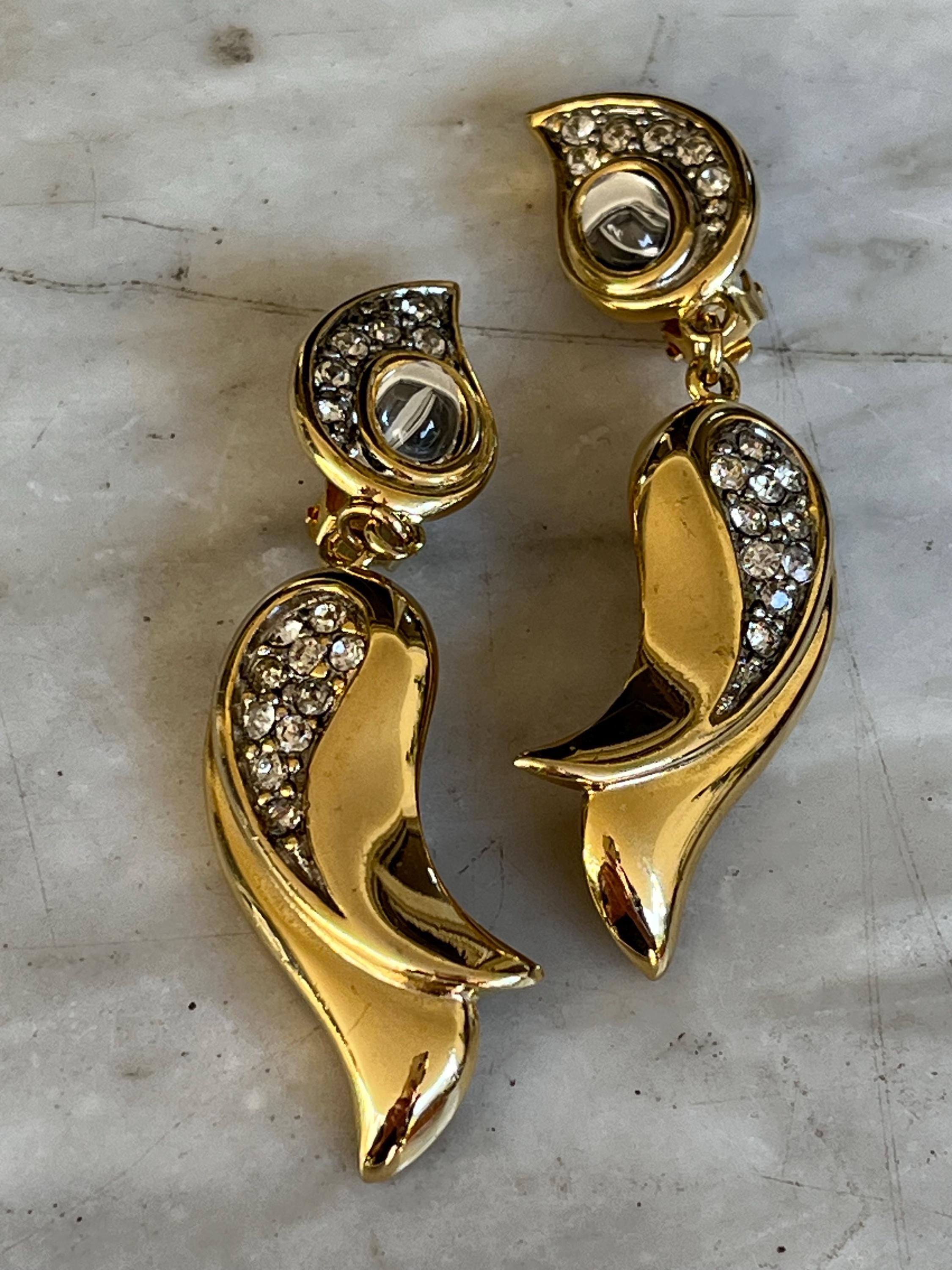 Boucle D'oreille Vintage Années 70 Plaquée Or Orpheline Unique - Occasion Bon état