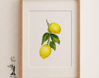 Lemon Watercolor Print: Italian Kitchen Wall Art