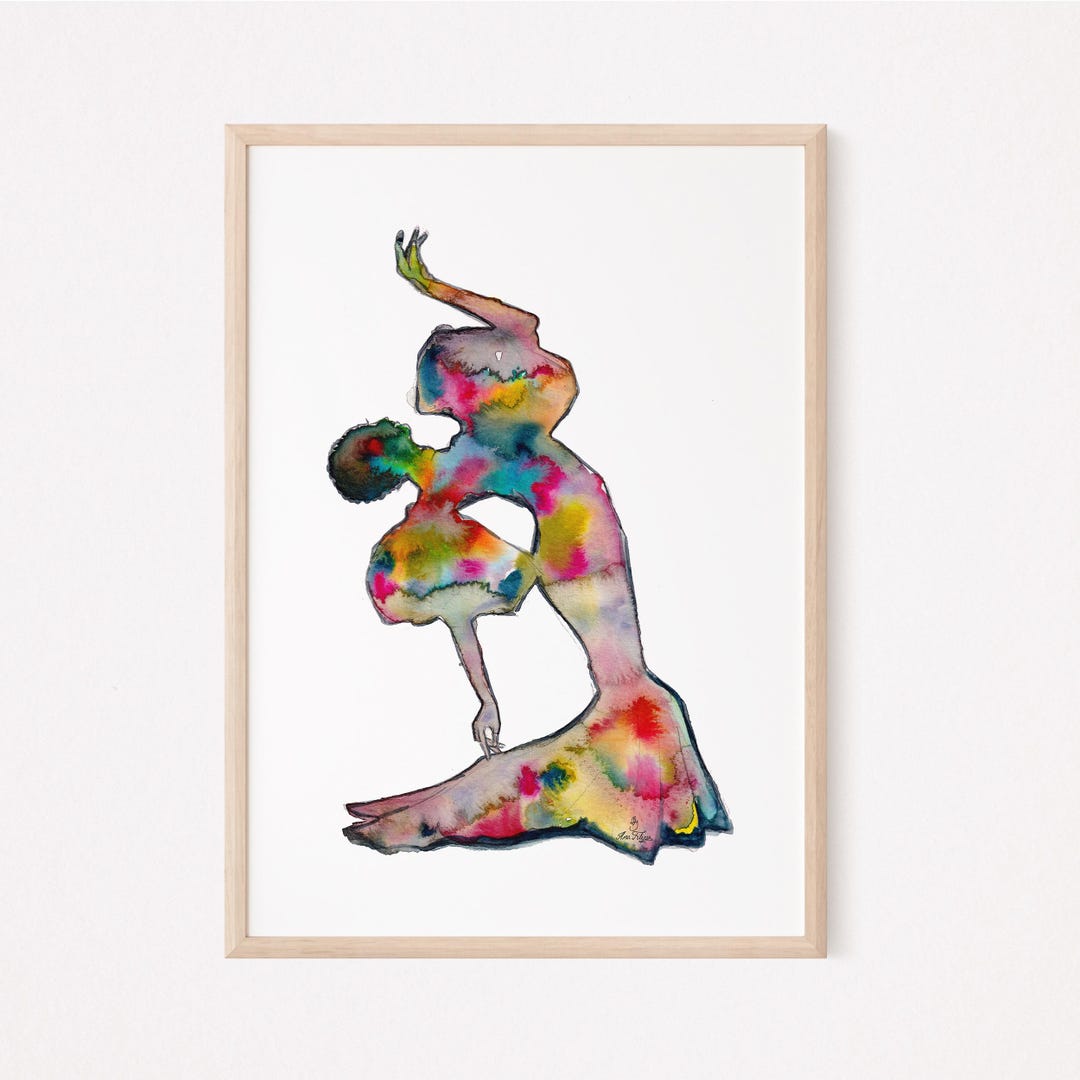 Colorful Ballet Watercolor Print, Dancer Wall Art, Whimsical Abstract ...