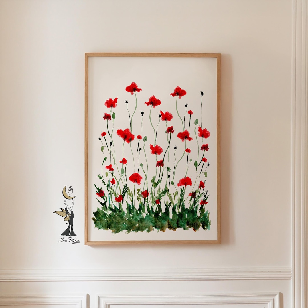 Red Poppy Watercolor Print: Botanical Spring Wall Art - Etsy