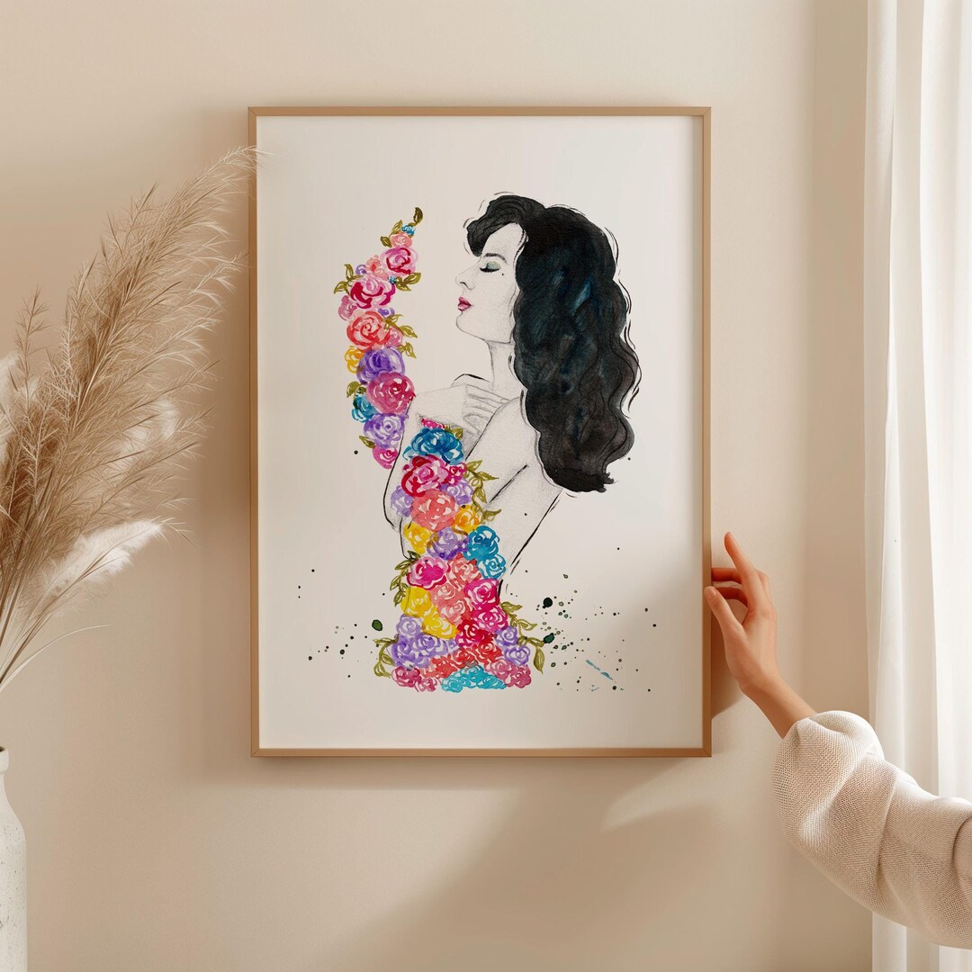 Watercolor Floral Woman Print: Botanical Feminine Art - Etsy