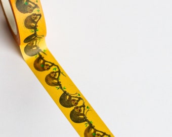 Washi tape with original aquarelle sloths illustration. Original design.