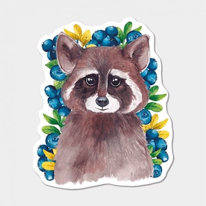 Sticker raton laveur - illustration originale. Autocollant unique. Autocollant PVC.
