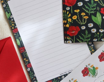 Letter writing set | illustrated letter set - meadow flowers | Letter paper, envelopes, stickers, postcards