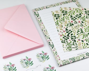 Set per scrivere lettere / set di lettere illustrato - graziose margherite / Carta da lettere, buste, adesivi, cartoline