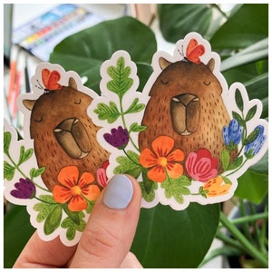 Sticker Capybara - illustration originale. Autocollant unique. Autocollant PVC.