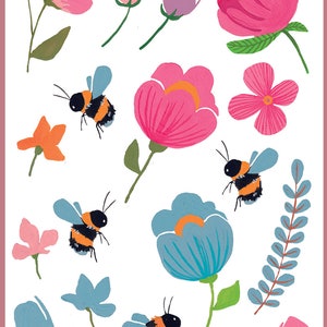 Set de tatuajes temporales / Tatuaje de flores y abejas / Tatuaje semi permanente original / Tatuaje falso Aquarelle