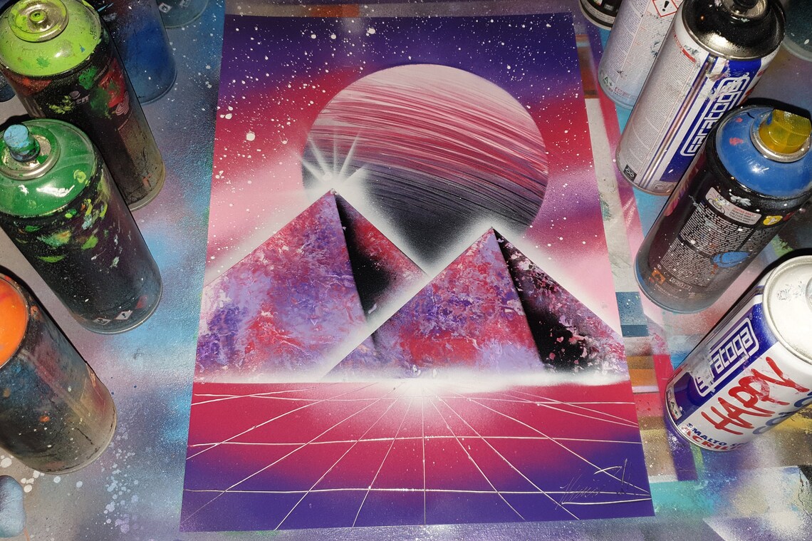 Pyramids and Spray Paint ART / Spray Painter / Street Etsy