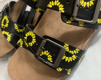 nike sandals with sunflowers