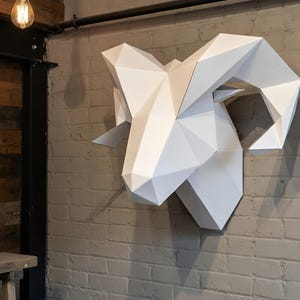 Ram Head Papercraft 3D Goat Wall art Low Poly Downloadable DIY template Head Wall Decor DIY Gift Sculpture template