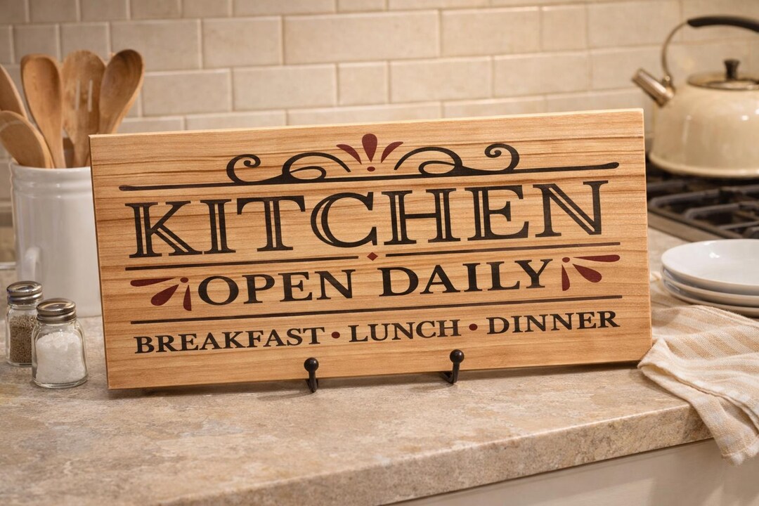 Rustic Kitchen Open Daily Sign | Farmhouse Kitchen Wall Decor | Vintage ...