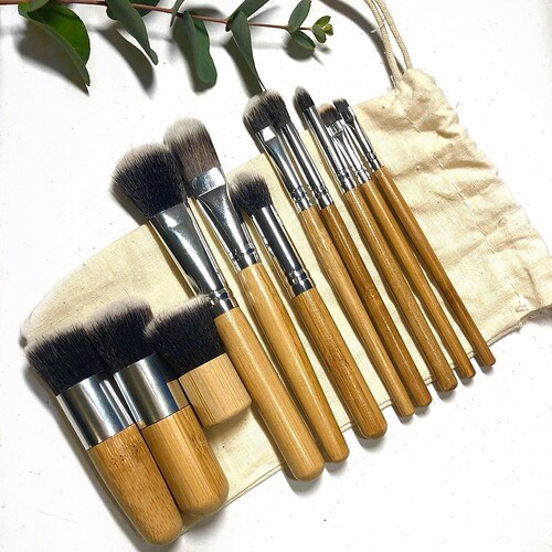 Premium Make up Brushes Set Bamboo Eco Friendly Natural Etsy