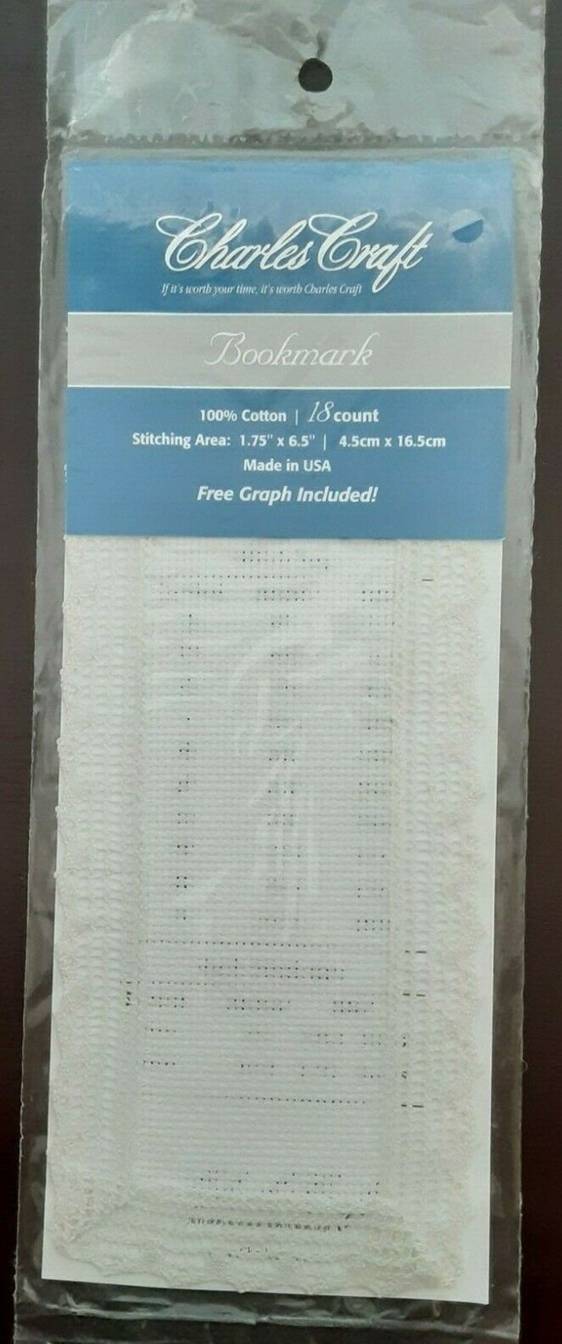 18 ct bookmark with lace aida cloth