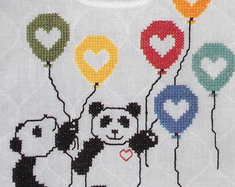 Pandas or Super Heroes Baby Bib Cross Stitch Kits