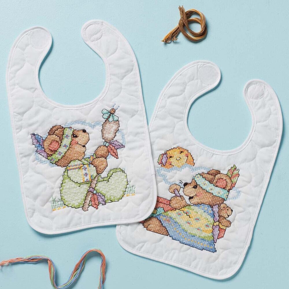 Teepee Bears Baby Bibs Stamped CrossStitch Kit Etsy