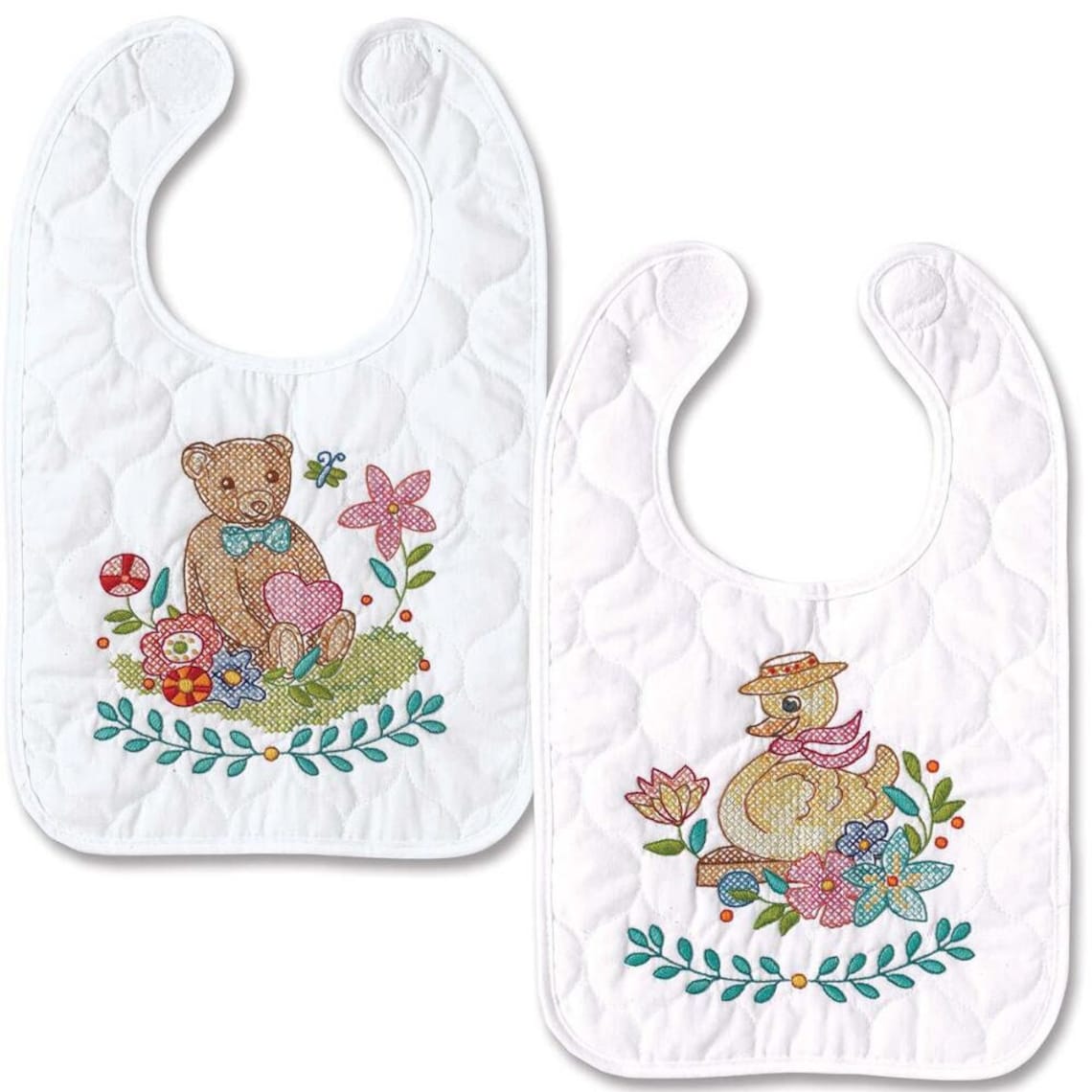 Sweet Baby Bib Pair Stamped CrossStitch Kit Etsy