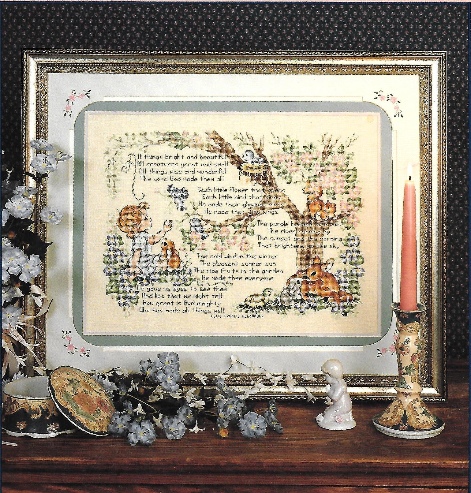 All Things Bright and Beautiful Cross Stitch With Waste Etsy