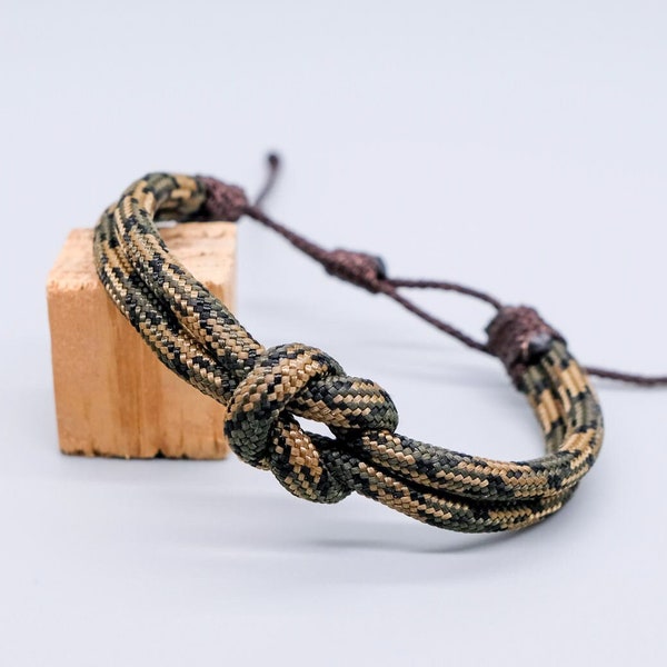 Bracelet en paracord réglable camouflage marron