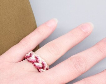 Paracord ring - burgundy, pink, beige gradient - 3 strings