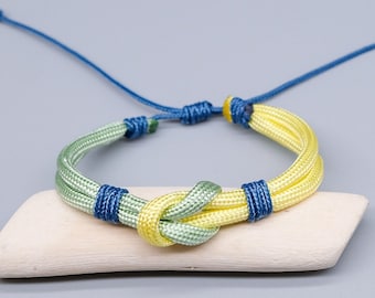 Bracelet en paracorde réglable jaune et vert