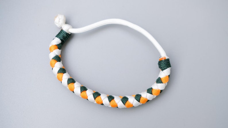 Orange and white green paracord bracelet image 4