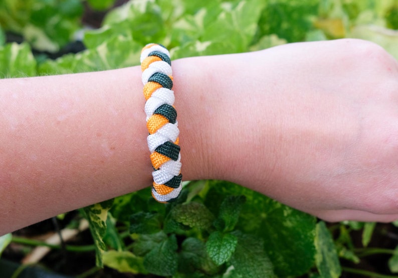 Orange and white green paracord bracelet image 8