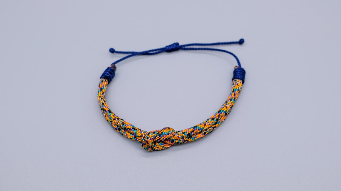 Bracelet en paracorde réglable bleu et orange - Etsy France