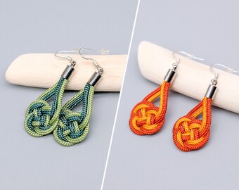 Boucle d'oreille argent en paracord vert ou orange