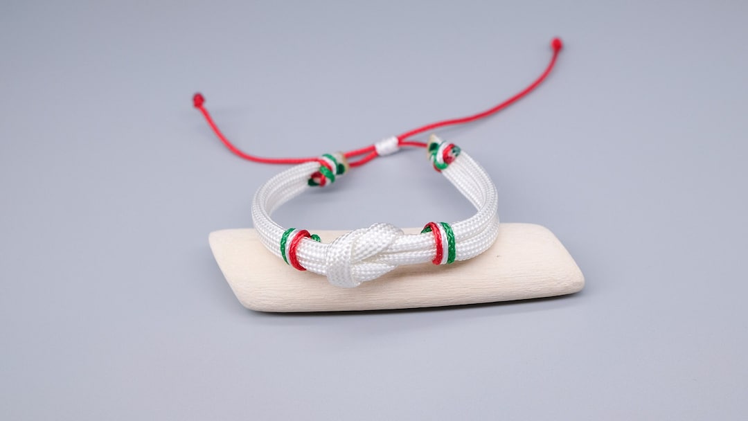 Bracelet En Cuir Réglable Avec Drapeau De L'Italie - Style Occasion Argenté