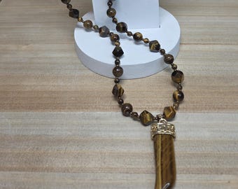 Colgante de daga de ojo de tigre, collar de daga, collar de ojo de tigre