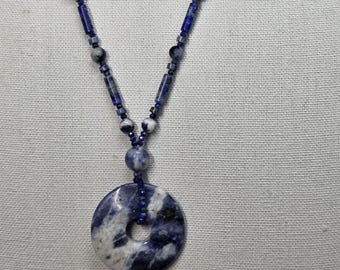 Colgante circular de sodalita, collar de sodalita