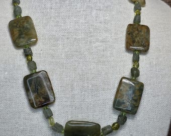 Collar de ágata musgosa, gargantilla de ágata, collar de ágata musgosa