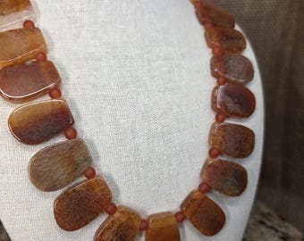 Gargantilla de ágata de fuego, collar de ágata de fuego, gargantilla de ágata