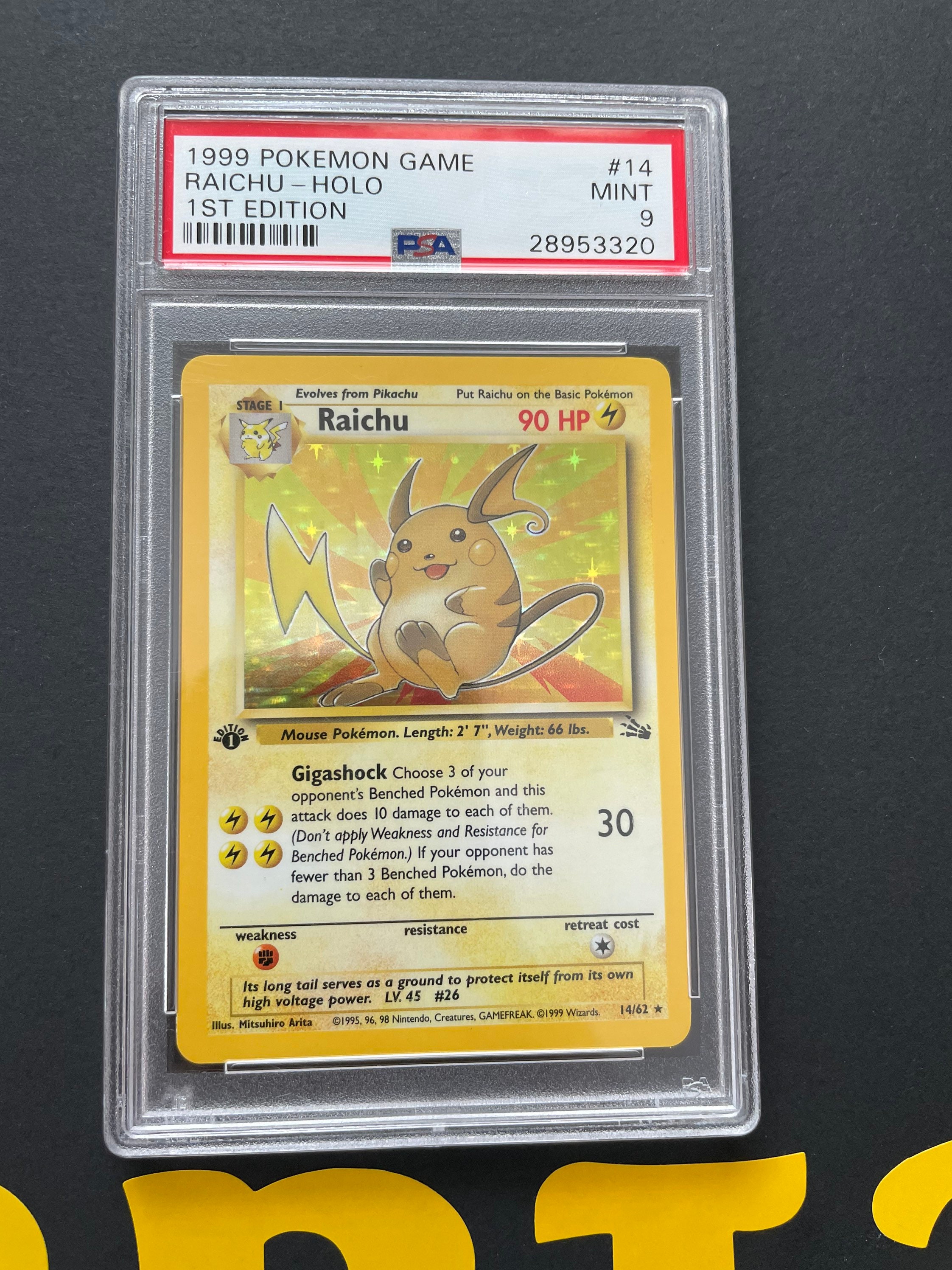 1999 Pokemon Fossil 1st Edition Raichu Holo Rare 14/62 PSA 9 Etsy