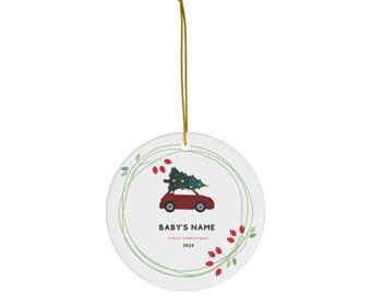 Christmas modern ca,  Baby's First Christmas Ornament - Personalized First Christmas-Ceramic ornament  , Christmas gift for baby