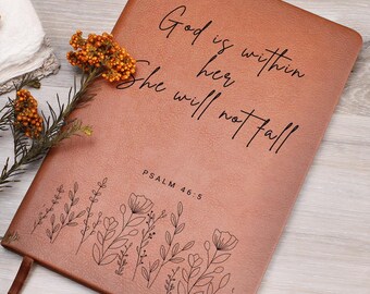 Personalized Vegan Leather Journal, Christian Gift for Women