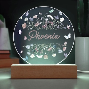 Floral Custom LED Nightlight ,Personalized baby Night light With Name, Kids Bedroom Night Light, Newborn Gift, Nursery Decor, Birthday gift