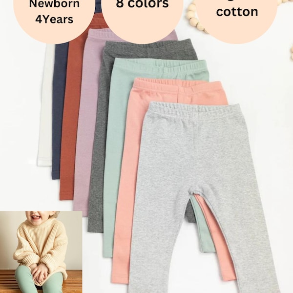 Baby leggings, Toddler Soft ribbed cotton, Neutral closing for babies unisex colors soft and stretchy, baby shower gift, newborn gift