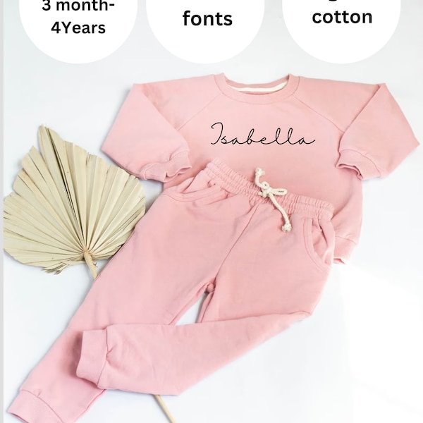 Personalized 2 piece set Sweatsuit french terry , baby tracksuit outfit sweatshirt + sweatpants for baby boy girl clothes