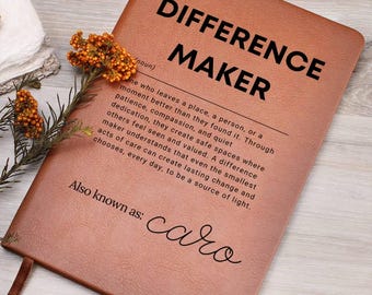 Personalized Vegan Leather Journal: Difference Maker