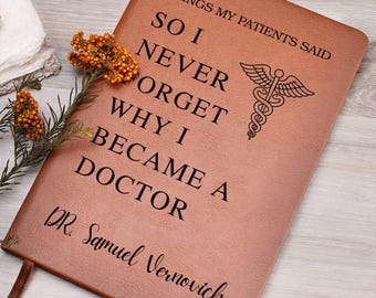 Personalized Vegan Leather Journal | Difference Maker Gift for Leaders, Doctors, Healthcare Professionals | Custom Appreciation Notebook