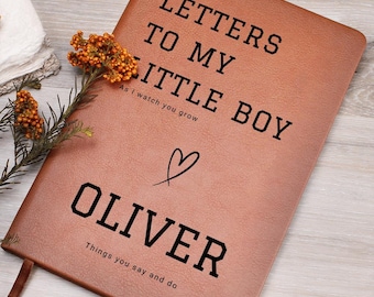 Memory Journal-Personalized Letters To My Son Vegan Leather Notebook: Baby Boy Keepsake
