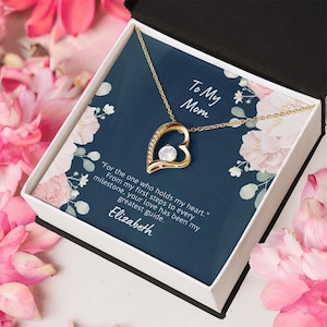Regalo sentimental para el Día de la Madre, collar "Amor eterno" con tarjeta personalizada, colgante de corazón con tarjeta, regalo de lujo para mamá con LightUpBox.