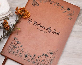 Personalized Leather Prayer Book,Devotional Gift, Christian Gifts Gratitude Prayer Journal, Church Notes, Sermon Notebook