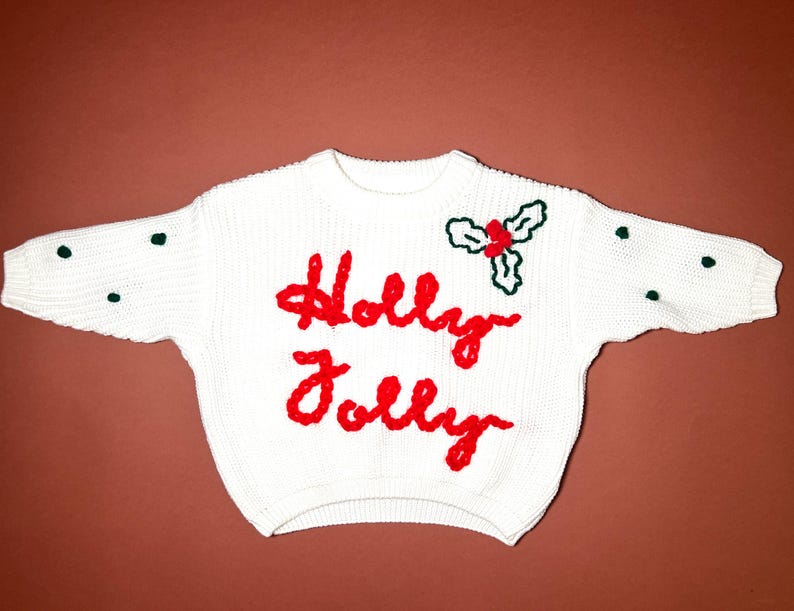 Holly Jolly Christmas Sweater, Baby Knit Sweater, Personalized Baby