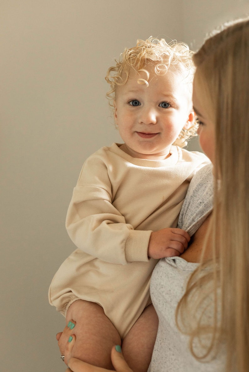 Organic Neutral Oversized Bubble Rompers Baby Boy Girl Etsy