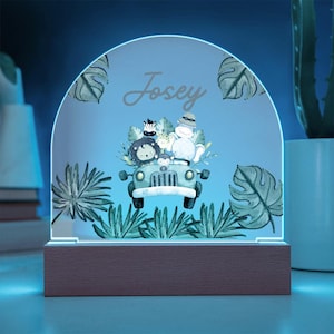Safari Jungle Child Night Light Gift Personalized LED Animal Lamp, Birthday Gifts for Kids, Kids Bedroom Kids Bedroom Nursery Table Light