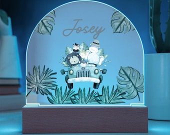 Personalized Safari Animal LED Night Light: Kids Nursery Decor
