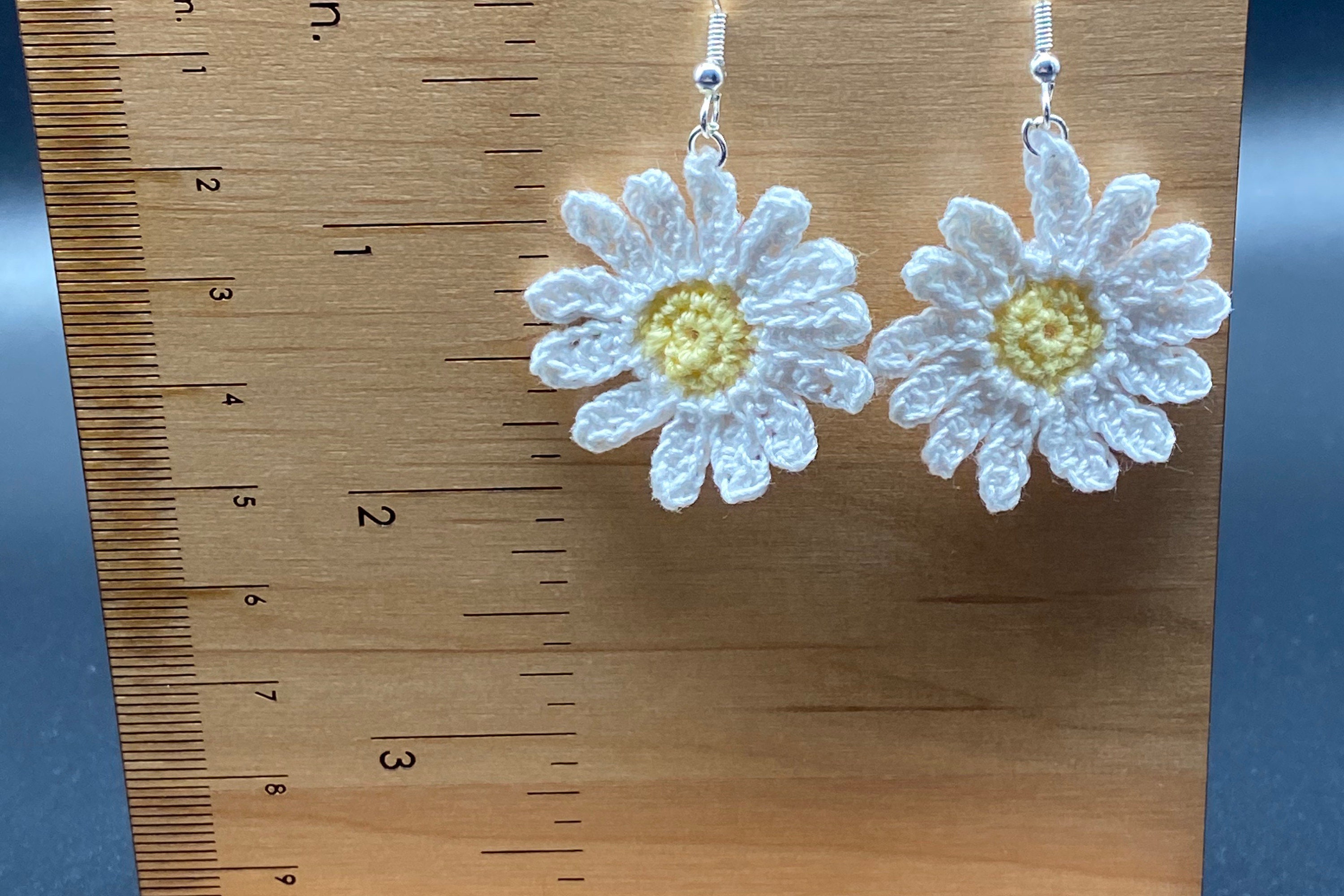 Daisy Crochet Earrings Floral Earrings Dangle Earrings Etsy UK